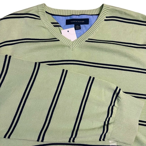 Tommy Hilfiger Other - Tommy Hilfiger Men’s Cotton V-Neck Sweater Green Stripe Preppy Country Club XXL